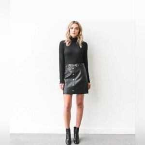 NWOT BRUNETTE THE LABEL FAUX LEATHER A-LINE SKIRT Size S/M